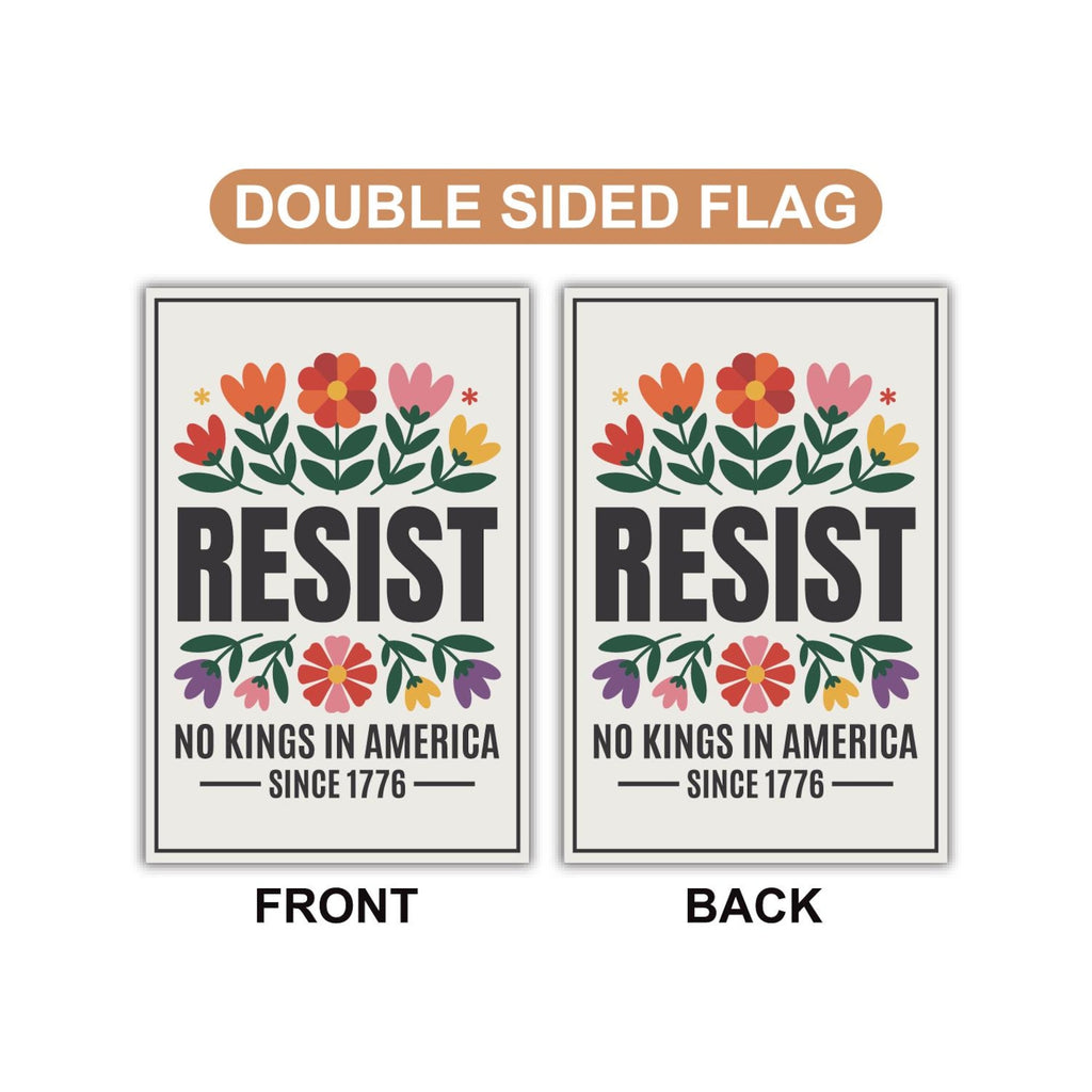 No Kings In America Protest Garden Flag, Double Sided, Resist Hate Flag, Anti-Trump Flag, Resist Racism Flag, Resist Fascism Flag