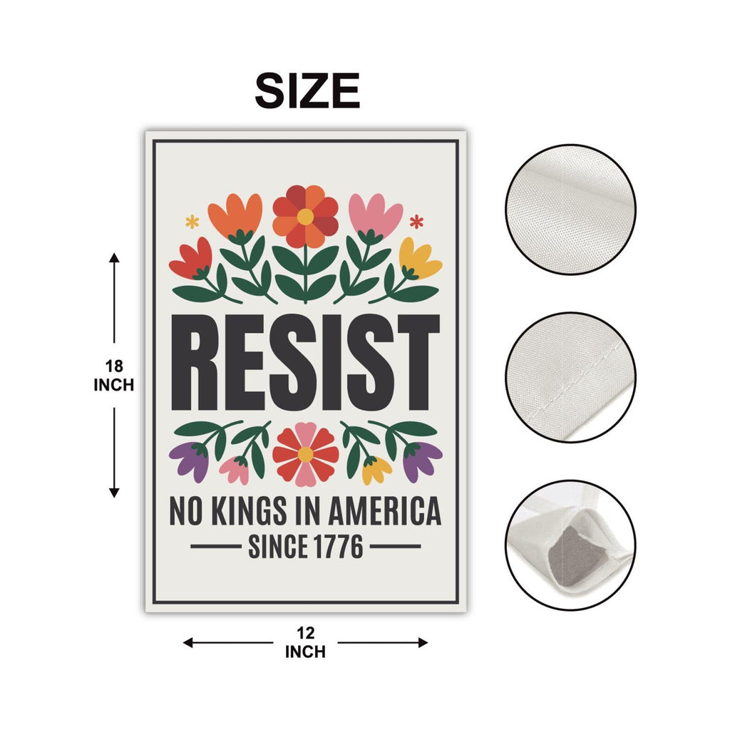 No Kings In America Protest Garden Flag, Double Sided, Resist Hate Flag, Anti-Trump Flag, Resist Racism Flag, Resist Fascism Flag