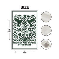 Protect and Defend Immigrants Protest Garden Flag, Double Sided, Resist Hate Flag, Anti-Trump Flag, Resist Racism Flag, Resist Fascism Flag