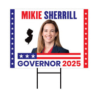 Mikie Sherrill For New Jersey Governor 2025 Yard Sign, Corrugated Plastic Governor Elections Race Red White & Blue Sign with Metal H-Stake