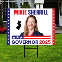 Mikie Sherrill For New Jersey Governor 2025 Yard Sign, Corrugated Plastic Governor Elections Race Red White & Blue Sign with Metal H-Stake