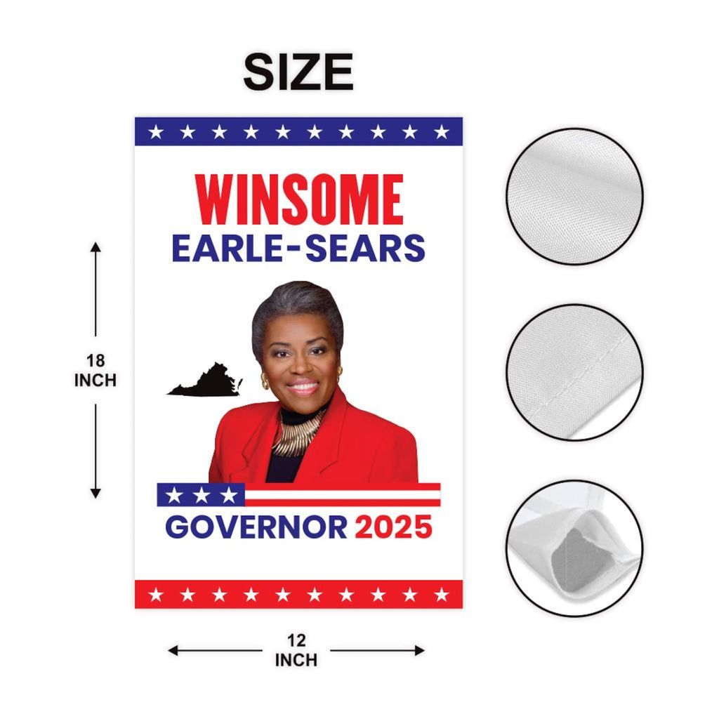 Winsome Earle-Sears For Virginia Governor 2025 Garden Flag, Double Sided, 2025 Governor Flag, Elections Sign, Race Red White & Blue Flag