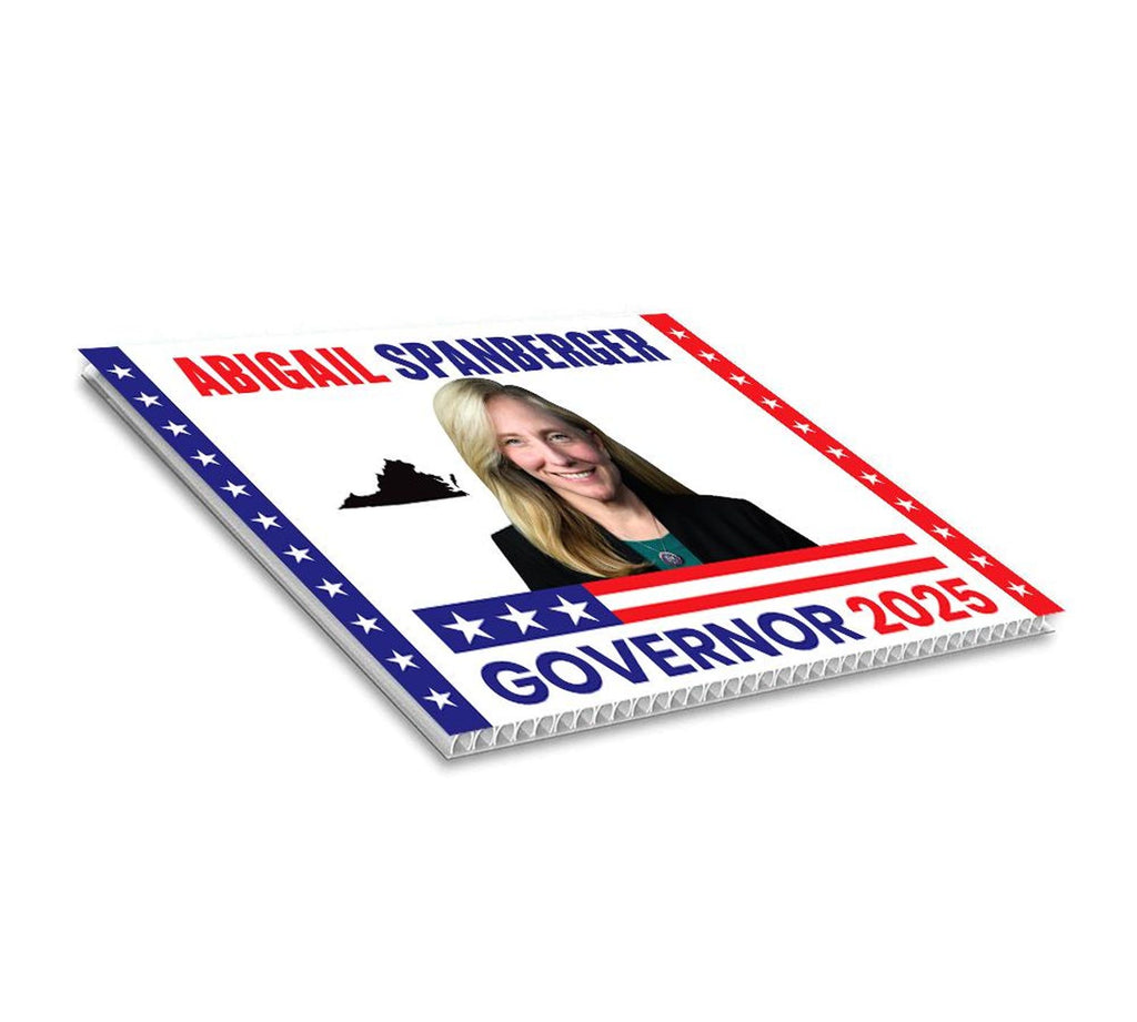 Abigail Spanberger For Virginia Governor 2025 Yard Sign, Corrugated Plastic Governor Elections Race Red White & Blue Sign with Metal H-Stake