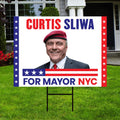 Curtis Sliwa For New York City Mayor 2025 Election Yard Sign, Corrugated Plastic Election Race Red White & Blue Sign with Metal H-Stake