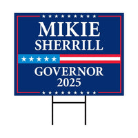 Mikie Sherrill For New Jersey Governor 2025 Yard Sign, Corrugated Plastic Governor Elections Race Red White & Blue Sign with Metal H-Stake