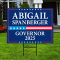 Abigail Spanberger For Virginia Governor 2025 Yard Sign, Corrugated Plastic Governor Elections Race Red White & Blue Sign with Metal H-Stake