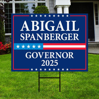 Abigail Spanberger For Virginia Governor 2025 Yard Sign, Corrugated Plastic Governor Elections Race Red White & Blue Sign with Metal H-Stake