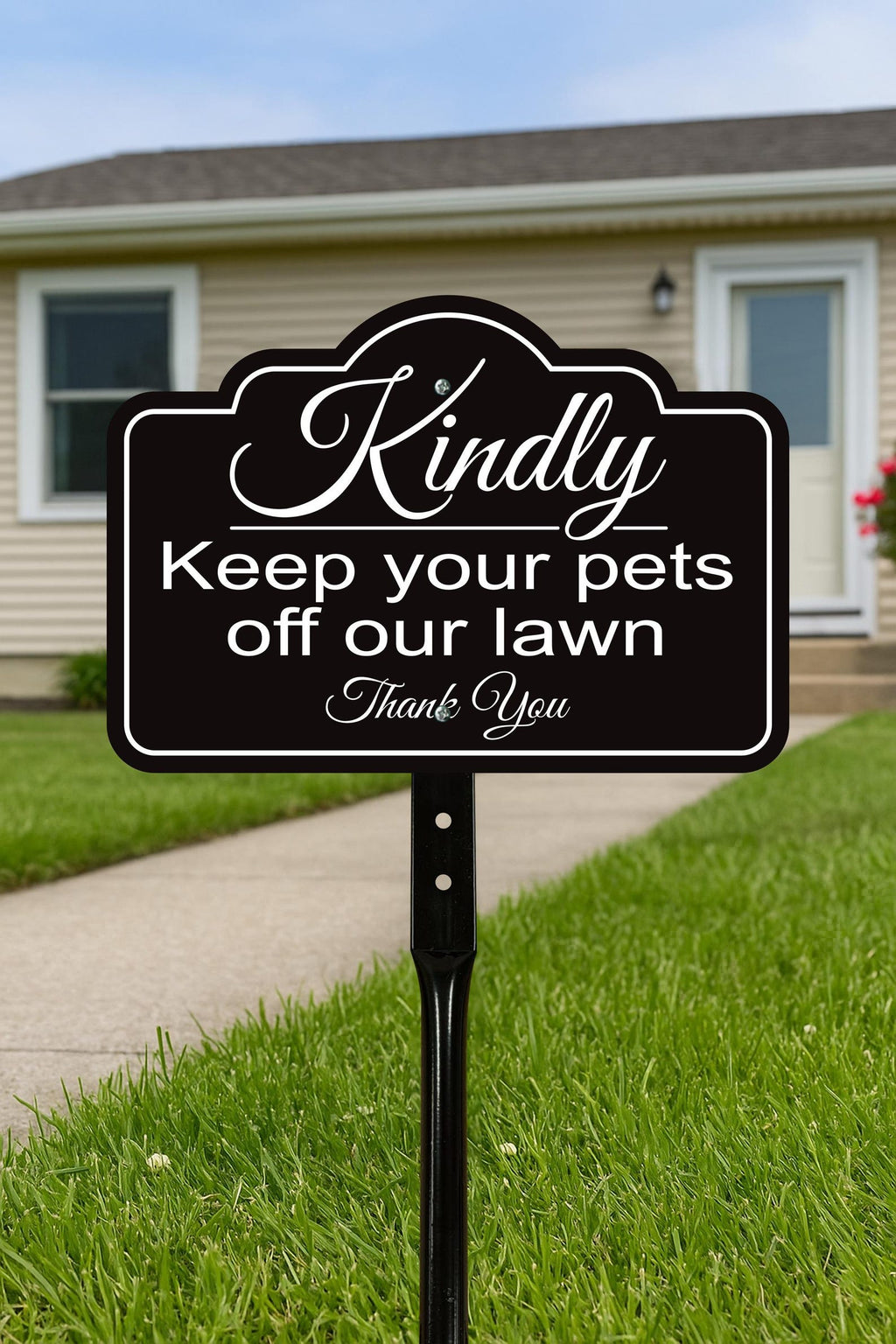 2 Pack Keep Pets Off Lawn Yard Sign with 16" Stake, Rust-Free Aluminum Outdoor Warning Sign, Kindly Keep Pets Off Grass, Dog Cat Deterrent