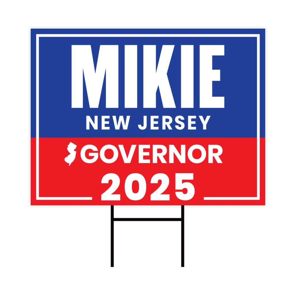 Mikie Sherrill For New Jersey Governor 2025 Yard Sign, Corrugated Plastic Governor Elections Race Red White & Blue Sign with Metal H-Stake