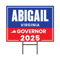 Abigail Spanberger For Virginia Governor 2025 Yard Sign, Corrugated Plastic Governor Elections Race Red White & Blue Sign with Metal H-Stake