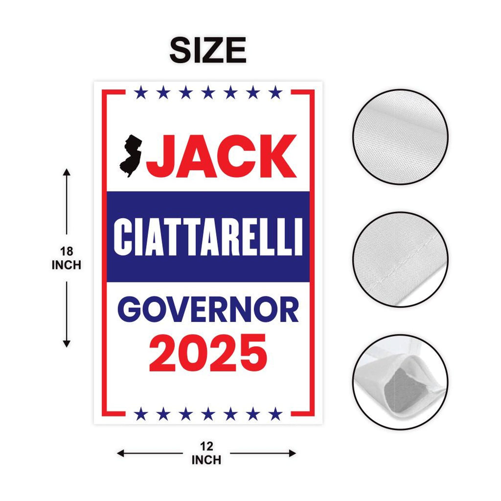 Jack Ciattarelli For New Jersey Governor 2025 Garden Flag, Double Sided, 2025 Governor Flag, Elections Flag, Race Red White & Blue Flag