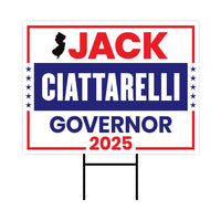 Jack Ciattarelli For New Jersey Governor 2025 Yard Sign, Corrugated Plastic Governor Elections Race Red White & Blue Sign with Metal H-Stake