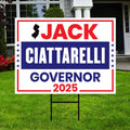 Jack Ciattarelli For New Jersey Governor 2025 Yard Sign, Corrugated Plastic Governor Elections Race Red White & Blue Sign with Metal H-Stake