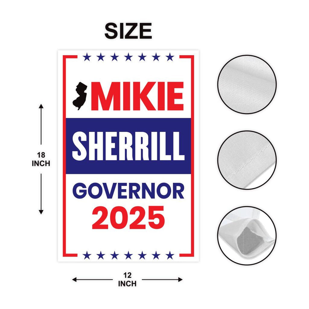Mikie Sherrill For New Jersey Governor 2025 Garden Flag, Double Sided, 2025 Governor Flag, Elections Flag, Race Red White & Blue Flag