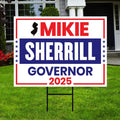 Mikie Sherrill For New Jersey Governor 2025 Yard Sign, Corrugated Plastic Governor Elections Race Red White & Blue Sign with Metal H-Stake