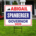Abigail Spanberger For Virginia Governor 2025 Yard Sign, Corrugated Plastic Governor Elections Race Red White & Blue Sign with Metal H-Stake
