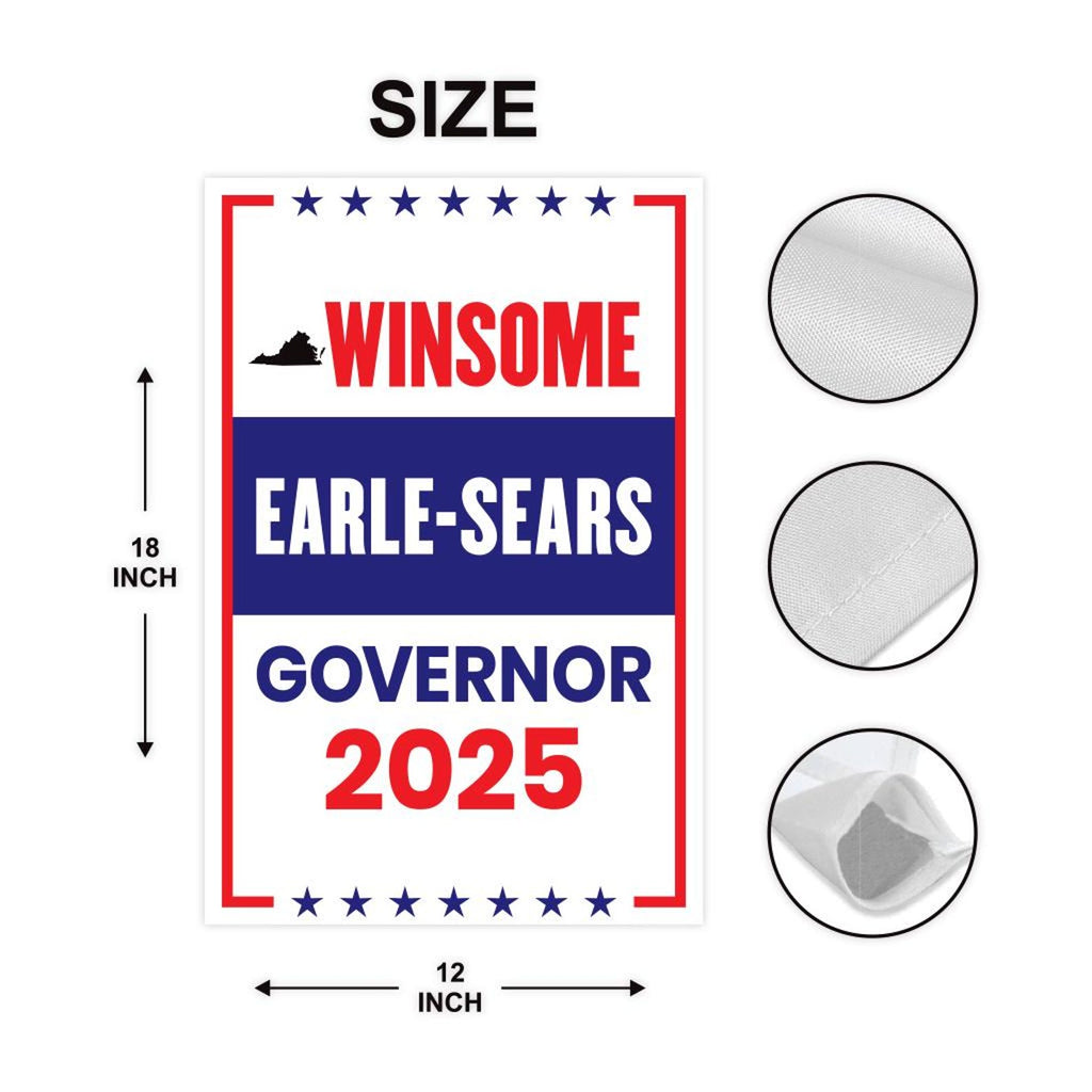 Winsome Earle-Sears For Virginia Governor 2025 Garden Flag, Double Sided, 2025 Governor Flag, Elections Sign, Race Red White & Blue Flag
