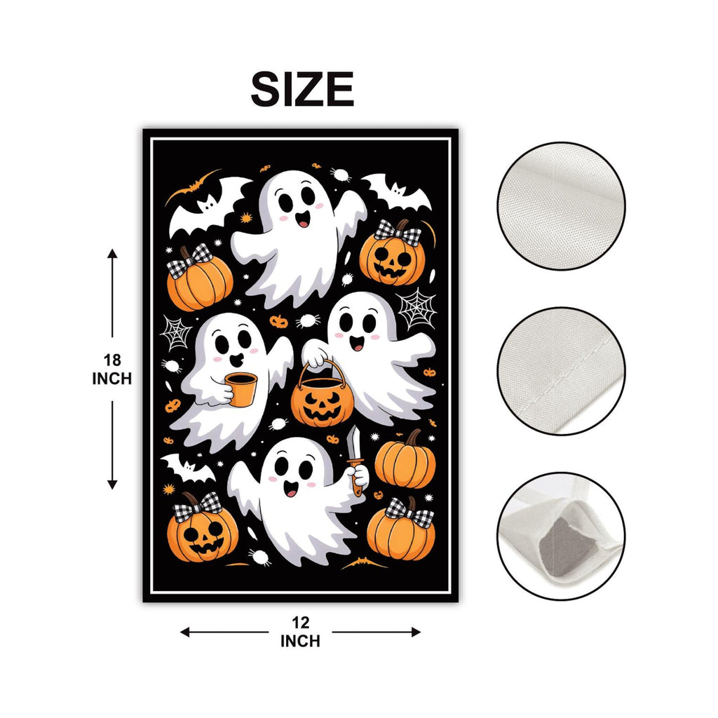 Cute Ghost Pumpkin Latte Garden Flag, Retro Ghost Halloween Yard Flag, Fall Coffee Outdoor Decor, Spooky Autumn Gift, Welcome Garden Flag