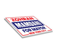 Zohran Mamdani For New York City Mayor 2025 Election Yard Sign, Corrugated Plastic Election Race Red White & Blue Sign with Metal H-Stake