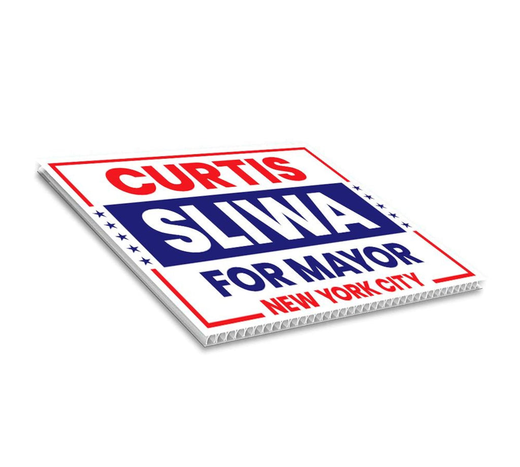 Curtis Sliwa For New York City Mayor 2025 Election Yard Sign, Corrugated Plastic Election Race Red White & Blue Sign with Metal H-Stake
