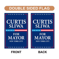 Curtis Sliwa For New York City Mayor Election 2025 Garden Flag, Double Sided, NYC’s Mayor, Race Red White & Blue Flag