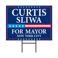 Curtis Sliwa For New York City Mayor 2025 Election Yard Sign, Corrugated Plastic Election Race Red White & Blue Sign with Metal H-Stake