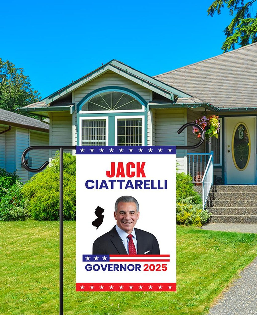 Jack Ciattarelli For New Jersey Governor 2025 Garden Flag, Double Sided, 2025 Governor Flag, Elections Flag, Race Red White & Blue Flag
