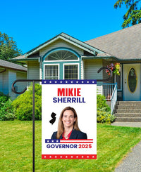 Mikie Sherrill For New Jersey Governor 2025 Garden Flag, Double Sided, 2025 Governor Flag, Elections Flag, Race Red White & Blue Flag