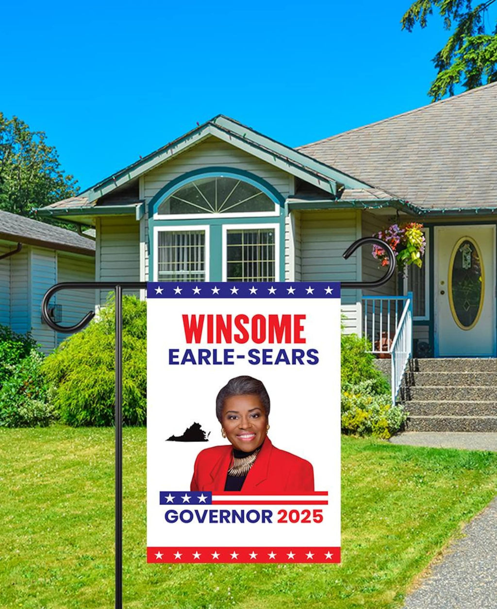 Winsome Earle-Sears For Virginia Governor 2025 Garden Flag, Double Sided, 2025 Governor Flag, Elections Sign, Race Red White & Blue Flag