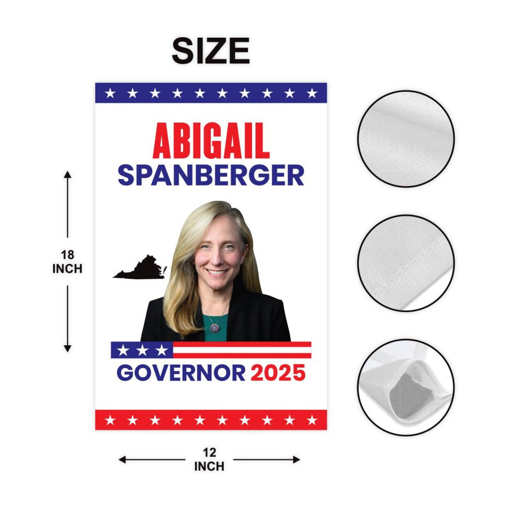 Abigail Spanberger For Virginia Governor 2025 Garden Flag, Double Sided, 2025 Governor Flag, Elections Flag, Race Red White & Blue Flag
