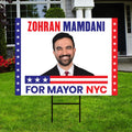 Zohran Mamdani For New York City Mayor 2025 Election Yard Sign, Corrugated Plastic Election Race Red White & Blue Sign with Metal H-Stake