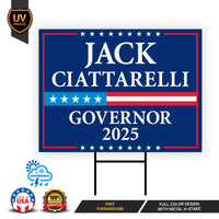 Jack Ciattarelli For New Jersey Governor 2025 Yard Sign, Corrugated Plastic Governor Elections Race Red White & Blue Sign with Metal H-Stake
