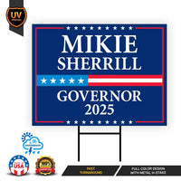 Mikie Sherrill For New Jersey Governor 2025 Yard Sign, Corrugated Plastic Governor Elections Race Red White & Blue Sign with Metal H-Stake