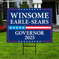 Winsome Earle-Sears For Virginia Governor 2025 Yard Sign, Corrugated Plastic Governor Election Race Red White & Blue Sign with Metal H-Stake