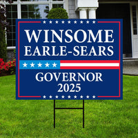 Winsome Earle-Sears For Virginia Governor 2025 Yard Sign, Corrugated Plastic Governor Election Race Red White & Blue Sign with Metal H-Stake