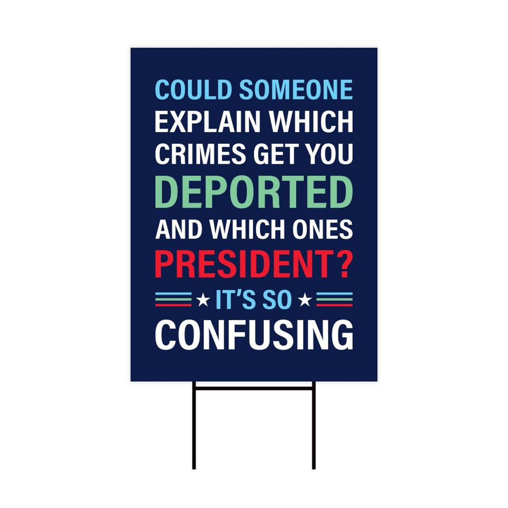 Which Crimes Get You Deported Yard Sign - Resist Hate Lawn Sign, Anti-Trump Sign, Resist Racism, Resist Fascism Yard Sign with Metal H-Stake
