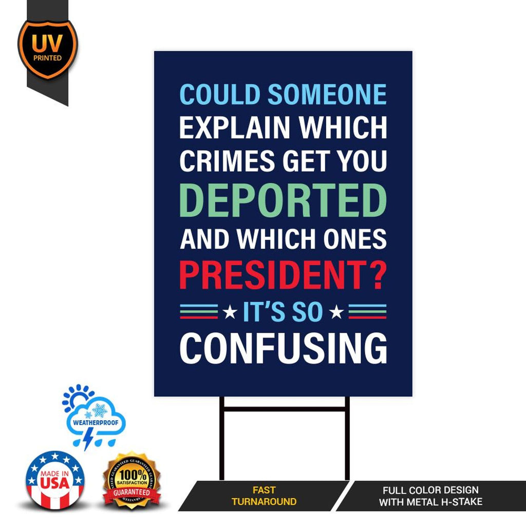 Which Crimes Get You Deported Yard Sign - Resist Hate Lawn Sign, Anti-Trump Sign, Resist Racism, Resist Fascism Yard Sign with Metal H-Stake