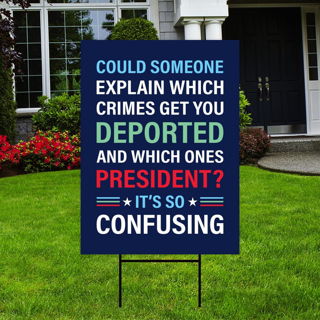 Which Crimes Get You Deported Yard Sign - Resist Hate Lawn Sign, Anti-Trump Sign, Resist Racism, Resist Fascism Yard Sign with Metal H-Stake