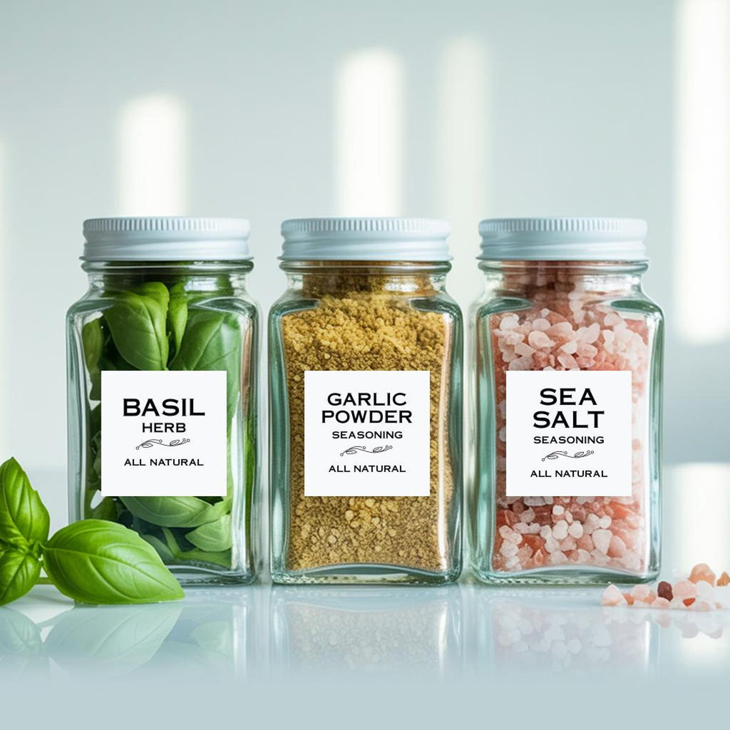 Personalized Modern Spice Roll Labels, Custom Pantry Stickers, Minimalist Spice Jar Label Set, Waterproof Kitchen Organization Labels