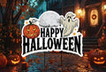 Large Happy Halloween Yard Sign, Full Moon and Bats Lawn Decoration, Spooky Outdoor Home Decor, Scary Halloween Sign with Metal H-Stake