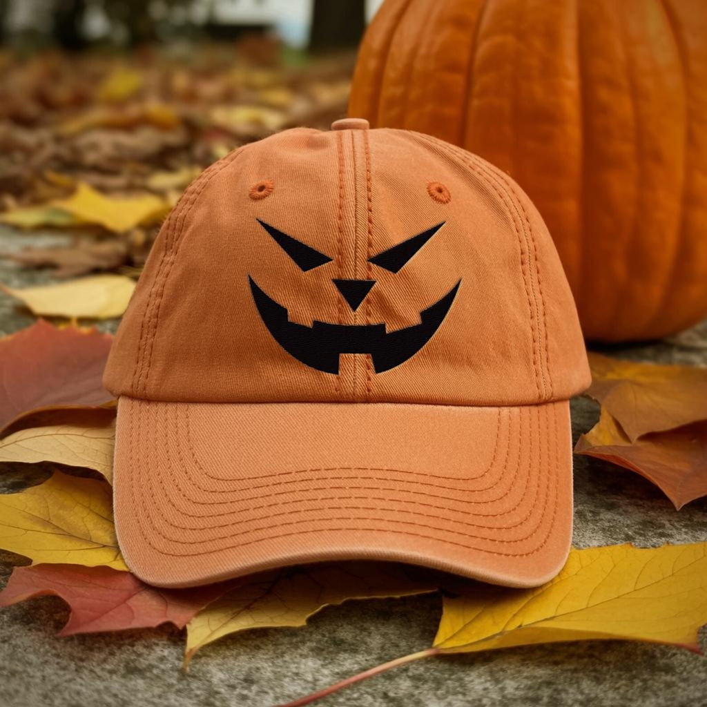 Jack-o-lantern Pumpkin Embroidered Hat, Spooky Season Baseball Cap, Halloween Costume Hat, Vintage Dad Cap, Cute Halloween Gift
