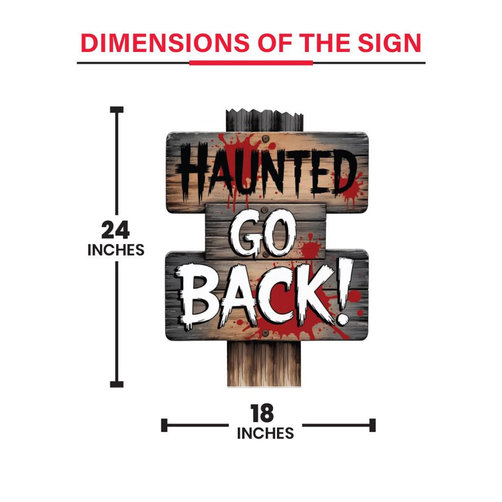 Beware Danger Haunted Keep Out Yard Sign with Stakes, Scary Halloween Lawn Decoration, Spooky Outdoor Haunted House or Walkway Décor