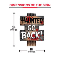Beware Danger Haunted Keep Out Yard Sign with Stakes, Scary Halloween Lawn Decoration, Spooky Outdoor Haunted House or Walkway Décor