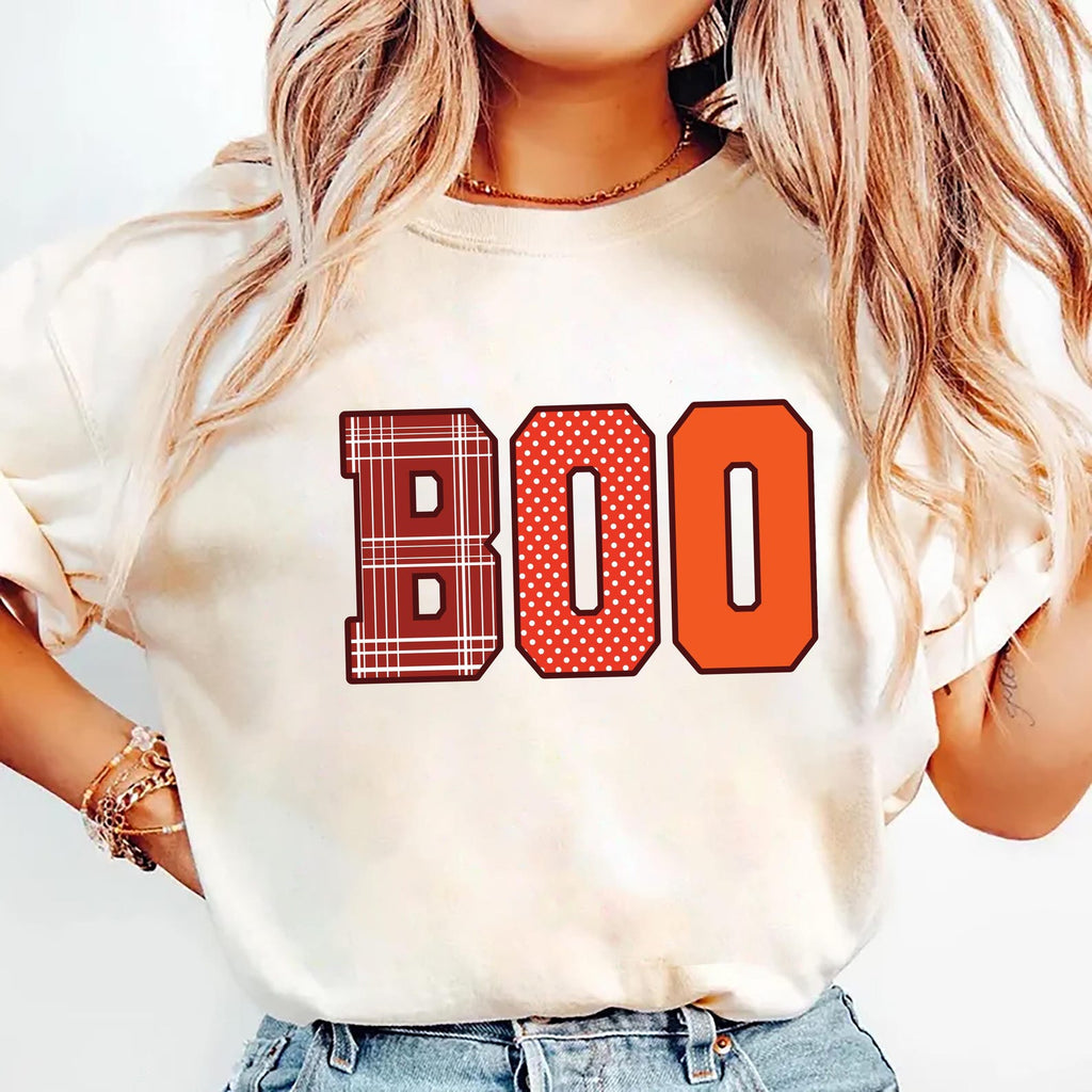 Boo Halloween Shirt, Spooky Fun Fall Crewneck Tee