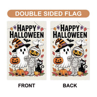Happy Halloween Garden Flag, Spooky Ghost Jack-O'-Lantern Yard Flag, Small Seasonal Fall Decor, Holiday Party Cosplay Welcome Flag