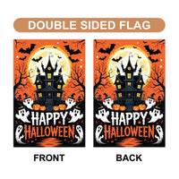 Haunted House Halloween Garden Flag, Ghost Pumpkin Bats Yard Flag, Fall Porch Decoration, Spooky Outdoor Holiday Lawn Welcome Flag
