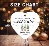 Mr and Mrs Ornament, Personalized First Christmas Married Ornament, Our 1st Christmas as Mr & Mrs Keepsake, Wedding Gift, Housewarming Idea