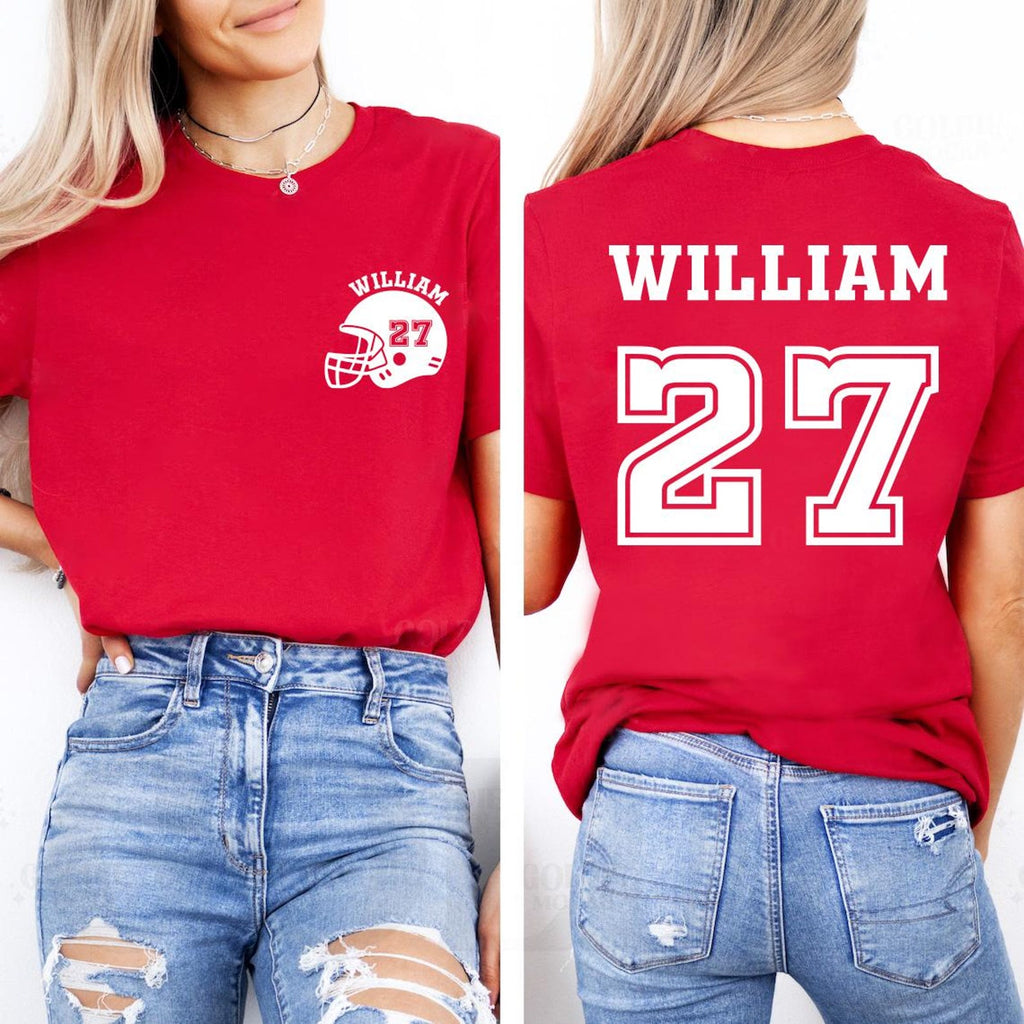 Customized Football Shirt, Your Name Football Shirt, Custom Football Mom Tee, Two Sided