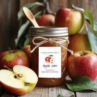 Personalized Apple Jam Roll Labels, Custom Apple Jam Product Stickers, Business Apple Jam Labels for Jars, Apple Jam Canning, Lid Stickers