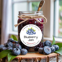 Personalized Blueberry Jam Roll Labels, Custom Blueberry Jam Product Stickers, Business Blueberry Jam Labels for Jars, Canning, Lid Stickers